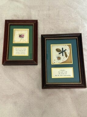 Vintage Set of 2 Shadow Boxes Keepsake Family Themed 3-D